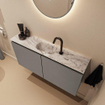 MONDIAZ TURE-DLUX Meuble toilette - 100cm - Smoke - EDEN - vasque Glace - position centrale - 1 trou de robinet SW1103565