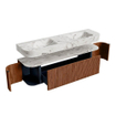 MONDIAZ THOR-DLUX 170cm meuble de salle de bains arrondi gauche + droite couleur Ruby avec 1 tiroir et 2 portes. Vasque suspendue CLOUD Double sans trou de robinet couleur Glace. SW1465468