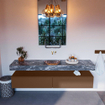 Mondiaz ALAN-DLUX Ensemble de meuble - 200cm - meuble Rust mat - 2 tiroirs - Lavabo Cloud Lava suspendu - vasque Centre - 0 trous de robinet SW808275