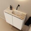 MONDIAZ TURE-DLUX Meuble toilette - 60cm - Talc - EDEN - vasque Frappe - position droite - sans trou de robinet SW1102591