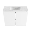 MONDIAZ TURE-DLUX Meuble toilette - 60cm - Talc - EDEN - vasque Opalo - position centrale - 1 trou de robinet SW1104119