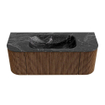 MONDIAZ KURVE-DLUX 120cm Meuble salle de bain avec module 25 G et D - couleur Walnut - 1 tiroir - 2 portes - vasque BIG SMALL centre - sans trou de robinet - couleur Lava SW1137207