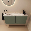 MONDIAZ TURE-DLUX Meuble toilette - 100cm - Army - EDEN - vasque Glace - position gauche - 1 trou de robinet SW1103178