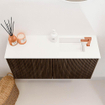Mondiaz JOYA 80cm toiletmeubel - kleur Walnut - Wastafel FAYE positie Rechts 1 kraangat kleur Talc. SW1421277