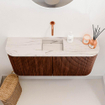 Mondiaz JOYA-DLUX 93.2cm toiletmeubel - ronding links en rechts kleur Ruby - Wastafel FAYE positie Midden Zonder kraangat kleur Nata. SW1425477