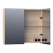 BRAUER Plain Spiegelkast - 80x70x15cm - 2 links/rechtsdraaiende spiegeldeuren - hout - white oak SW392943