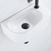 QeramiQ Blend Ensemble de lavabo - 40x21.5x12cm - droite - cannelé - demi-rond - 1 trou de robinet - céramique - robinet de lavabo noir mat - bouchon de vidange - siphon abaissé - blanc brillant SW1232883