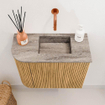 Mondiaz JOYA-DLUX 51.6cm toiletmeubel - ronding links kleur Oak - Wastafel FAYE positie Rechts Zonder kraangat kleur Oza. SW1424112