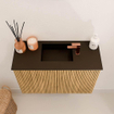 Mondiaz JOYA 60cm toiletmeubel - kleur Oak - Wastafel FAYE positie Midden 1 kraangat kleur Urban. SW1421168