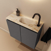 MONDIAZ TURE-DLUX Meuble toilette - 60cm - Dark Grey - EDEN - vasque Frappe - position droite - 1 trou de robinet SW1102779