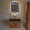 MONDIAZ KURVE 60cm Meuble salle de bain - couleur Walnut - 1 tiroir - vasque CLOUD centre - 1 trou de robinet - Urban SW1138446