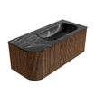 MONDIAZ KURVE-DLUX 105cm Meuble salle de bain avec module 25 G - couleur Walnut - 1 tiroir - 1 porte - vasque BIG SMALL droite - sans trou de robinet - couleur Lava SW1137226