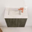 Mondiaz JOYA-DLUX 40cm toiletmeubel - kleur Shadow - Wastafel FAYE positie Links 1 kraangat kleur Ostra. SW1422979