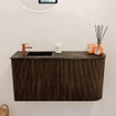 Mondiaz JOYA-DLUX 81.6cm toiletmeubel - ronding rechts kleur Walnut - Wastafel FAYE positie Links 1 kraangat kleur Lava. SW1422457