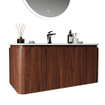 Royal Plaza Terra Ensemble meuble de salle de bains - 100x46.2x46cm - vasque en solid surface blanc brillant - 1 vasque - 1 trou de robinet - 2 tiroirs - châtaignier (noyer) SW1447026