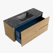 Mondiaz CIRO-DLUX Meuble de salle de bains - 120x45x50cm - Lavabo solid surface Lava - 1 vasque au milieu - 1 trou de robinet - 2 tiroirs - Chêne SW1531081