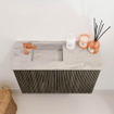 Mondiaz JOYA-DLUX Meuble de salle de bains 60cm - couleur Shadow - Vasque FAYE position Gauche 1 trou de robinet couleur Glace SW1422763