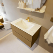 Mondiaz VICA-DLUX ensemble de meuble de salle de bain - 80cm - meuble sous-vasque oro - 2 tiroirs - lavabo encastré cloud milieu - 1 trou de robinet - version haute de 60cm - opalo SW1086583