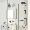 Grohe Vitalio Comfort 250 QuickFix Douche pluie - pomme de douche 25cm - douchette carrée - 2 jets - sans inverseur - noir mat SW1126945