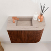 Mondiaz JOYA-DLUX Meuble de toilette 51,6cm - arrondi droit couleur Ruby - Vasque FAYE position Gauche 1 trou de robinet couleur Saba SW1425602