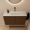 MONDIAZ TURE-DLUX Meuble toilette - 80cm - Rust - EDEN - vasque Opalo - position centrale - sans trou de robinet SW1104537