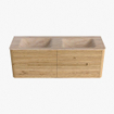 Mondiaz CIRO-DLUX Ensemble de meubles de salle de bains - 140x45x50cm - lavabo solid surface Saba - 2 vasques double - sans trous de robinet - 4 tiroirs - Chêne SW1531234