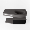 MONDIAZ RIVA Ensemble de meuble salle de bain - 100x50x30cm - 1 tiroir - MDF Urban mat - push to open - 1 trou de robinet - lavabo à droite - solid surface gris foncé SW702626