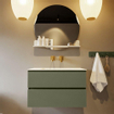 Mondiaz VICA-DLUX ensemble de meuble de salle de bain - 80cm - meuble sous-vasque armée - 2 tiroirs - lavabo encastré nuage milieu - sans trous de robinet - miroir modèle spot - version XL 60cm haut - opalo SW1098925