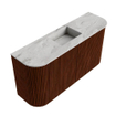 Mondiaz JOYA-DLUX 83.2cm toiletmeubel - ronding links en rechts kleur Ruby - Wastafel FAYE positie Midden 1 kraangat kleur Glace. SW1423586