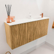 Mondiaz JOYA 90cm toiletmeubel - kleur Oak - Wastafel FAYE positie Rechts 1 kraangat kleur Talc. SW1421117