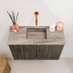 Mondiaz JOYA-DLUX 60cm toiletmeubel - kleur Shadow - Wastafel FAYE positie Midden Zonder kraangat kleur Oza. SW1425025
