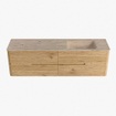 Mondiaz CIRO-DLUX Badkamermeubelset - 170x45x50cm - Solid surface wastafel Arena - 1 wasbak Rechts - zonder kraangaten - 4 lades - Oak SW1531352