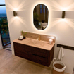Mondiaz CIRO-DLUX Ensemble de meubles de salle de bains - 120x45x50cm - Plan vasque solid surface Arena - 1 lavabo à droite - 1 trou de robinet - 2 tiroirs - Noyer SW1530402