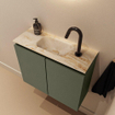 MONDIAZ TURE-DLUX Meuble toilette - 60cm - Army - EDEN - vasque Frappe - position centrale - 1 trou de robinet SW1102641