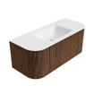 MONDIAZ KURVE 110cm Meuble salle de bain avec module 25 G et D - couleur Walnut - 1 tiroir - 2 portes - vasque CLOUD centre - 1 trou de robinet - Talc SW1138295