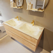 MONDIAZ VICA-DLUX Ensemble meuble de salle de bains - 120cm - meuble bas Washed Oak - 2 tiroirs - lavabo encastré Cloud double - 2 trous de robinet - version hauteur 60cm - Frappe SW1088822