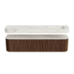 MONDIAZ THOR-DLUX 190cm badmeubel ronding links + rechts kleur Walnut met 2 lades en 2 deuren. Vrijhangende wastafel CLOUD Rechts zonder kraangat kleur Ostra. SW1466433