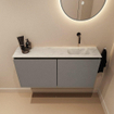 MONDIAZ TURE-DLUX 100cm meuble de toilette Smoke. EDEN lavabo Opalo position droite. Sans trou de robinet. SW1104576