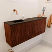 Mondiaz JOYA 111.6cm meuble de toilette - arrondi droit couleur Ruby - Vasque FAYE position Gauche Sans trou de robinet couleur Urban. SW1421842