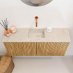 Mondiaz JOYA-DLUX 90cm toiletmeubel - kleur Oak - Wastafel FAYE positie Midden Zonder kraangat kleur Frappe. SW1421882