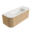 MONDIAZ KURVE-DLUX 120cm Meuble salle de bain avec module 25 G et D - couleur Oak - 1 tiroir - 2 portes - vasque BIG SMALL centre - sans trou de robinet - couleur Ostra SW1137736