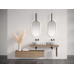 Looox Wood collection Solo wastafelblad - 140x46cm - Met handdoekhouder RVS geborsteld - Massief eiken Old grey SW73143