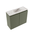 MONDIAZ TURE-DLUX Meuble toilette - 60cm - Army - EDEN - vasque Glace - position centrale - 1 trou de robinet SW1103149