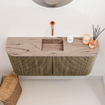 Mondiaz JOYA-DLUX Meuble de salle de bains - 93,2cm - arrondi gauche et droite couleur Dusk - Vasque FAYE position Milieu Sans trou de robinet couleur Arena SW1425792