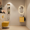 MONDIAZ TURE-DLUX Meuble toilette - 40cm - Ocher - EDEN - vasque Frappe - position gauche - sans trou de robinet SW1102849