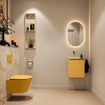 MONDIAZ TURE-DLUX meuble WC 40 cm Ocher. EDEN lavabo Frappe position gauche. Sans trou de robinet. SW1102849