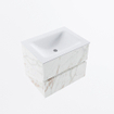 Mondiaz VICA ensemble de meuble de salle de bain - 60cm - meuble sous-vasque carrara - 2 tiroirs - lavabo cloud milieu - 1 trou de robinet - version haute de 60cm - talc SW1084930