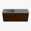 Mondiaz CIRO-DLUX Badkamermeubelset - 130x45x50cm - Solid surface wastafel Oza - 1 wasbak Links - zonder kraangaten - 4 lades - Walnut SW1530667