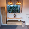 MONDIAZ ALAN - DLUX Badkamermeubelset - 130cm - onderkast - Washed Oak - 1 lade - vrijhangende wastafel - 2 wasbakken - 0 kraangaten - Frappe SW808754