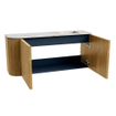 Mondiaz JOYA-DLUX Meuble de salle de bains 91,6cm - arrondi gauche couleur Chêne - Vasque FAYE position Droite Sans trou de robinet couleur Frappe SW1421946
